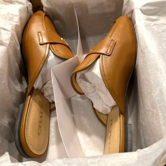 Coach Light Saddle Samie Leather Slide - Picture 1 of 11